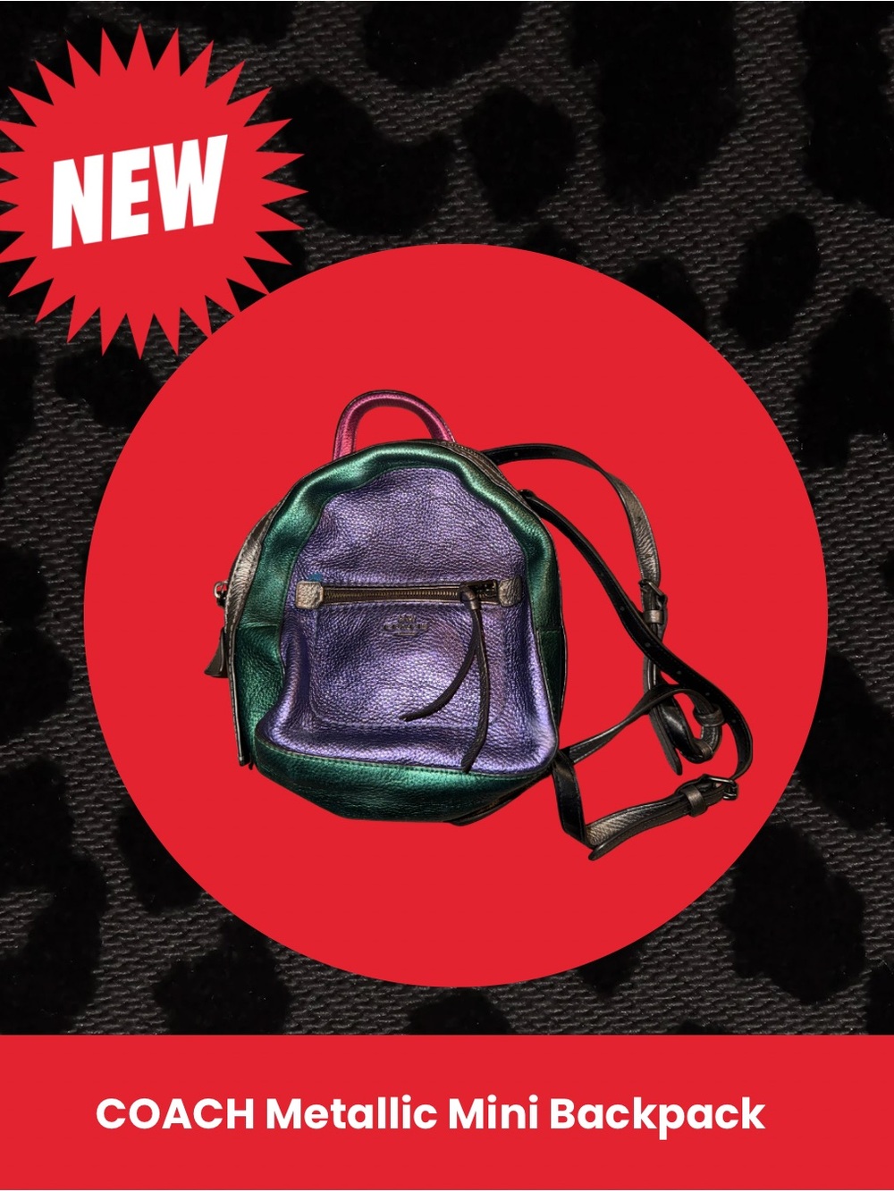 Coach Metallic Purple and Green Mini Backpack